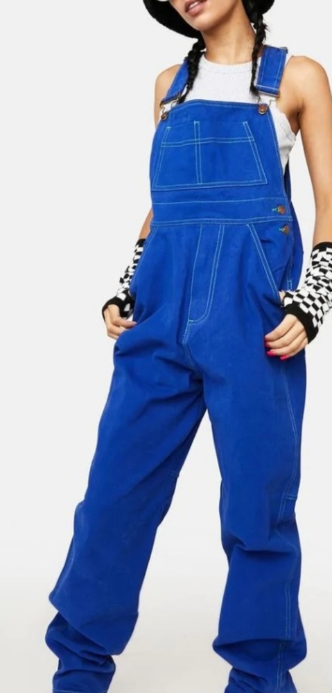Cross Colours Classic Brushed Twill Overalls Cobalt Blue